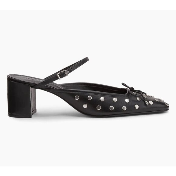 SCHUTZ Arissa 65mm Studded Leather Block Heel Mules Size 7.5 NEW NIB - Picture 5 of 5